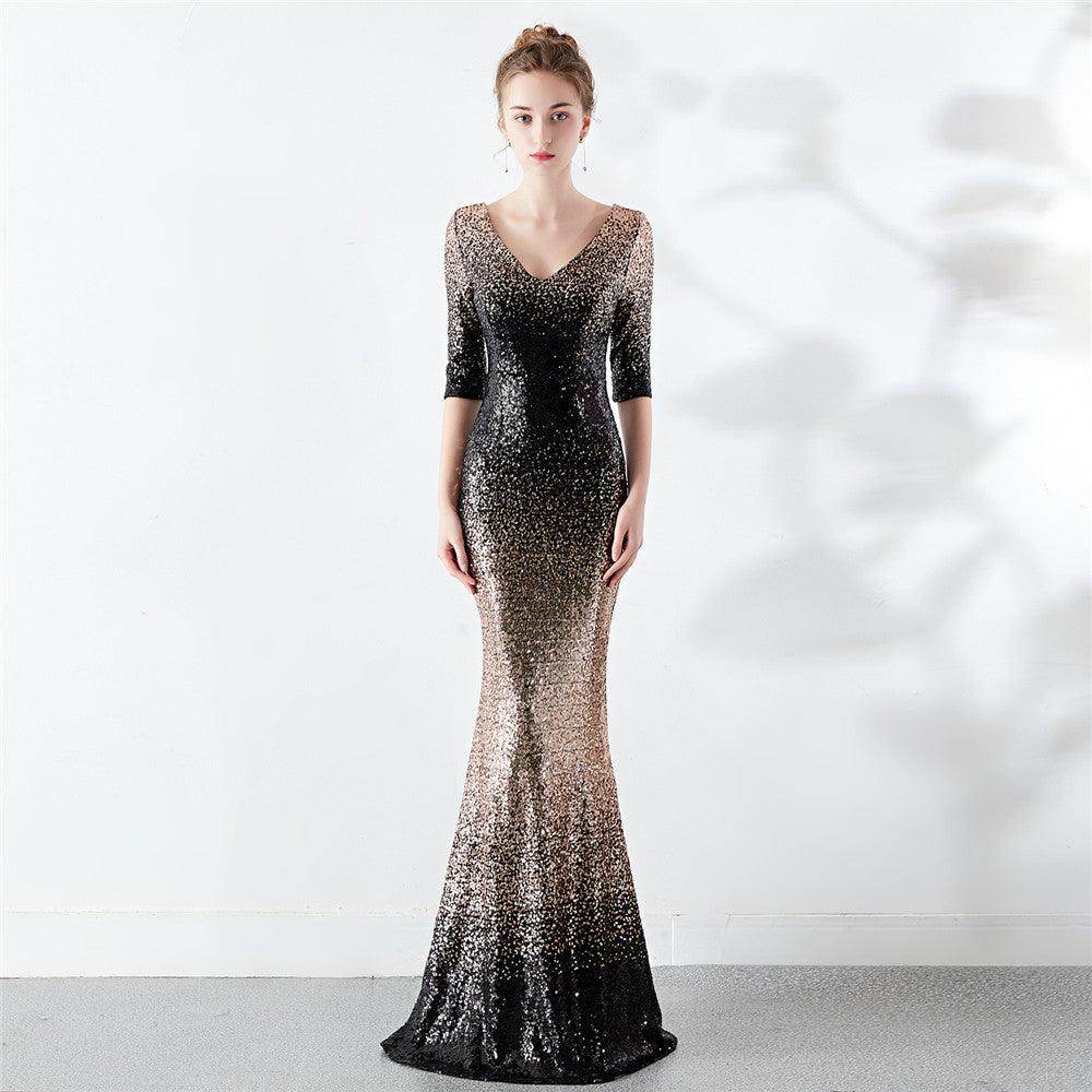 Trumpet-Mermaid Floor Length Sequins Dress 743692331466 - COCOMELODY